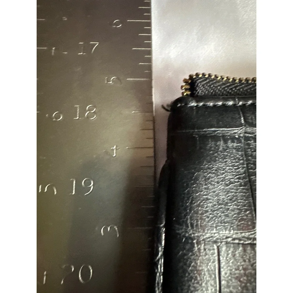 Anne Klein Black‎ Croc Embossed Wristlet Pouch Gold Tone Chain Strap Clutch
